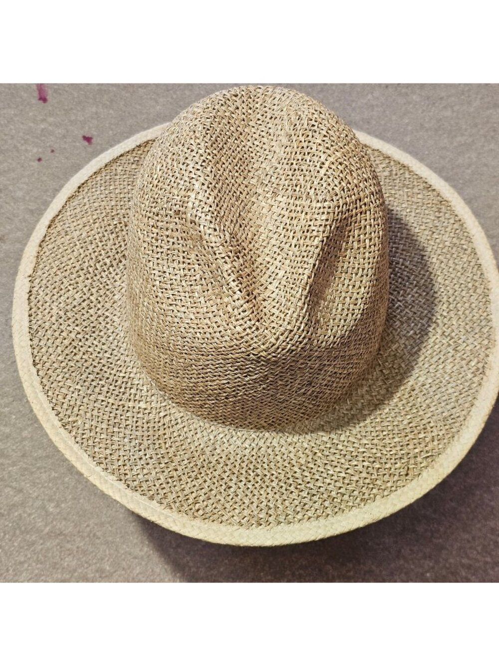 (H0010) Unisex 7 1/4 in Beige Straw Hat Vintage by Rossi
